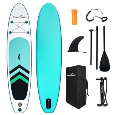 Imagem de Peakpath Prancha De Stand Up Paddle Inflável (6 '' De Espessura) Com Acessórios De Sup Premium E Bolsa, Barbatana Inferior Para Remar, Controle De Surf, Deck Antiderrapante, Trela, Remo E Bomba Manual