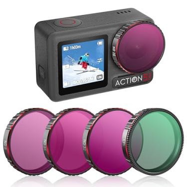 Imagem de Conjunto de filtros Action 5 Pro ND para DJI Osmo Action 5/4/3 Tomat pacote com 4 ND8 ND16 ND32 CPL acessórios de filtro de densidade neutra ultra grande angular moldura de alumínio de vidro óptico HD