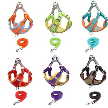 Imagem de Coleira Peitoral para cachorro pequenos e médios com guia para pet colete confortável (Cor Aleatório,L (7-10 KG))