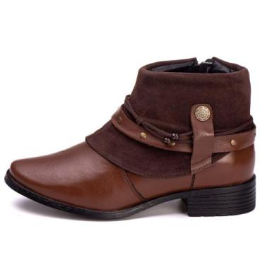 Imagem de Bota Country Feminina Couro Legítimo Fivela Design Exclusivo - Pettina