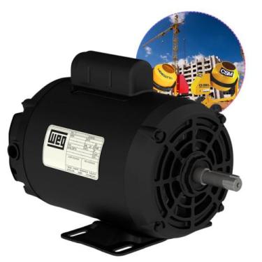 Imagem de Motor Weg Elétrico Monofásico Betoneira 1Cv Baixa Rotação