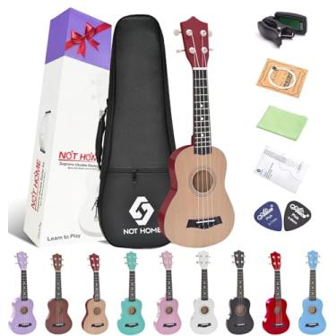 Imagem de Soprano Ukulele para iniciantes, kit de ukulelês para crianças de 53,8 cm com bolsa de sinuca, cordas e palhetas de reposição para afinador digital. (burlywood)