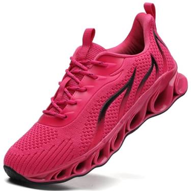 Imagem de Tênis de corrida masculino Wanhee Blade Athletic Walking Running Road Trail Sport tênis de malha respirável, Rose Red, 11
