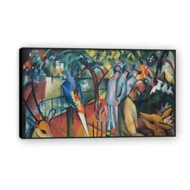 Imagem de NHLDZYH Moldura preta. Impressões August Macke, (sem título 14), reproduções de pinturas famosas, imagem de arte abstrata para sala de estar quarto decoração de casa. 70 x 119 cm - 27,5 x 46,8 pol