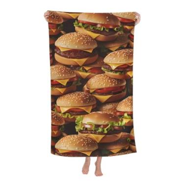 Imagem de VANZEV Toalha de praia padrão hambúrguer divertida fast food toalha de banho de microfibra sem areia ultra macia toalha de piscina de secagem rápida toalha absorvente toalha leve presentes para