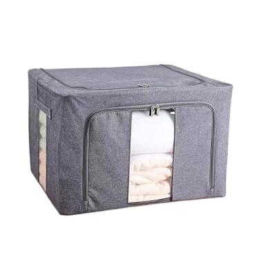 Imagem de Caixa Organizadora Roupas Brinquedos Lençol Edredom Guarda Roupa Dobrável Visor Transparente (Transparente (2 Unis))