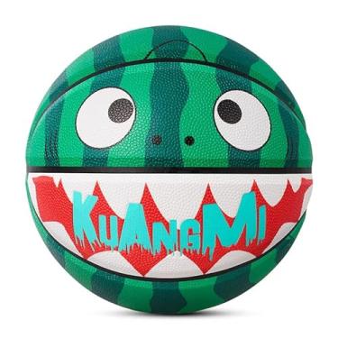 Imagem de Kuangmi Bola de basquete hip-hop, tamanho oficial padrão 7 75 cm, bola de cesta de rua interna e externa, melão de tubarão