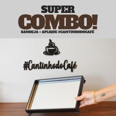 Imagem de Kit Bandeja Decoração Casa + Cantinho do Café Bancada Preto Cozinha D1