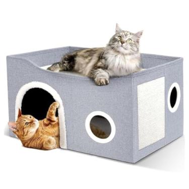 Imagem de Casinha Cama Dobrável Portátil Cães Gatos Arranhador Bolinha