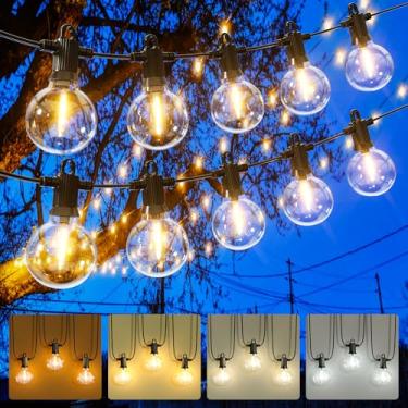 Imagem de Zuske Cordão De Luzes Externas, Led Pátio 30 M, 4 Cores, Com 50 Lâmpadas Globo G40 Inquebráveis, À Prova D'Água Para Pendurar Em Áreas Quintal, Varanda, Sacada, Gazebo, 2700K/3000K/4000K/6000K