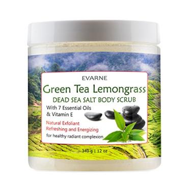 Imagem de Evarne Esfoliante Corporal De Chá Verde, Capim-Limão E Sal Do Mar Morto Com 7 Óleos Essenciais Vitamina