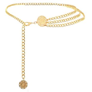 Imagem de AMYGEM Corrente de cintura de metal multicamadas para mulheres, cinto feminino ajustável, joia de barriga para vestidos, calças jeans, Small(90 cm / 35.8 in), Metal não precioso, Sem pedras preciosas