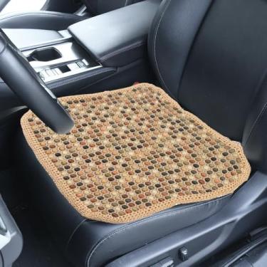 Imagem de XIMINZ Almofada de assento de carro com contas de madeira natural, tapete de resfriamento com contas de carro, confortável, fresco, almofada de assento de massagem de verão para caminhão, picape