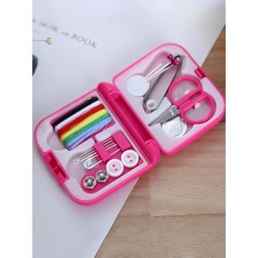 Imagem de Mini Kit De Costura Rosa Para Viagem - Bolsa com Agulhas, Linhas e Tesoura