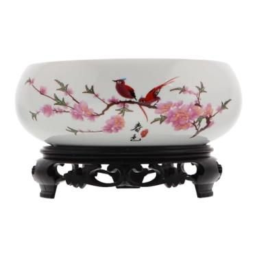 Imagem de YARNOW Vaso de flor de lótus de cerâmica para plantas de interior sem drenagem, vaso decorativo de porcelana chinesa, 16 x 13 x 9 cm