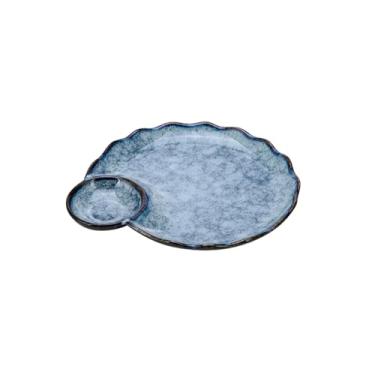 Imagem de Prato de bolinho de massa em forma de leque criativo retrô simples de cor sólida para uso doméstico - tamanho pequeno (cinza mármore)