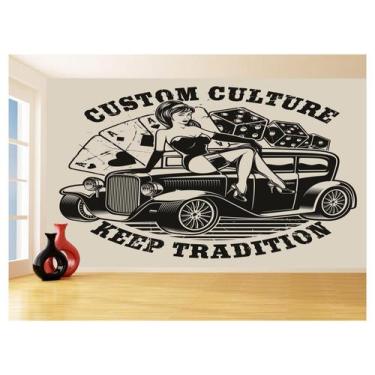 Imagem de Papel De Parede 3D Carro Antigo Hot Rod Pin Up 3,5M Cxr109 - Você Deco