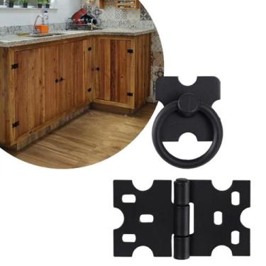 Imagem de Kit 18 Puxadores Argola Rustico PZ-1063 + 18 Dobradiças Mexicana - Tel