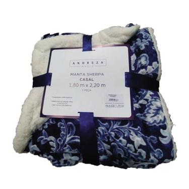Imagem de Manta Sherpa Casal Andreza Arabesco Azul