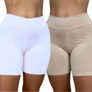 Imagem de KIT 2 Short Cós Alta Qualidade Segunda Pele Bermuda Anágua Liso Femini