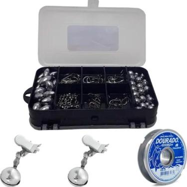 Imagem de Kit Estojo Pesca Esportiva Linha Sinete Giradores Chumbada - Summer