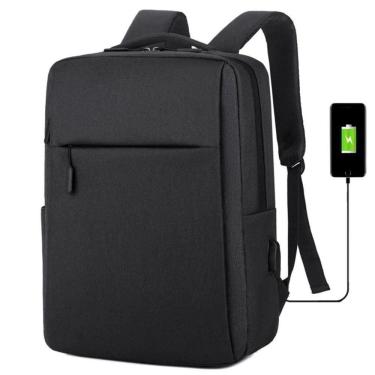 Imagem de Mochila Bolsa Slim Unissex Para Notebook Saída Usb Escola Faculdade Passeio Viagem preto