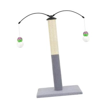 Imagem de Generic Arranhador para gatos com brinquedo de pelúcia pendurado, torre para gatos internos, base estável e resistente, suprimentos para animais de estimação, Cinza Claro