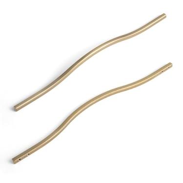 Imagem de Goo-Ki Puxadores de armário de bronze champanhe de perfil baixo, centros de furo duplo (11,3''/12,6'') alça de liga de zinco para armário de gaveta, embalagem com 6..