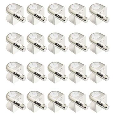 Imagem de UFURMATE Pinos de suporte de prateleira de vidro, 20 peças de pinos de suporte de vidro sem moldura ajustáveis de liga de zinco com acabamento escovado clipes de grampo de vidro com pino, suportes de