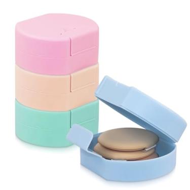 Imagem de Etenpo 4 pacotes de suporte de almofada de algodão quadrado de plástico, recipiente de laço de cabelo, várias cores, portátil para viagens, adequado para bolas de algodão removedor de maquiagem