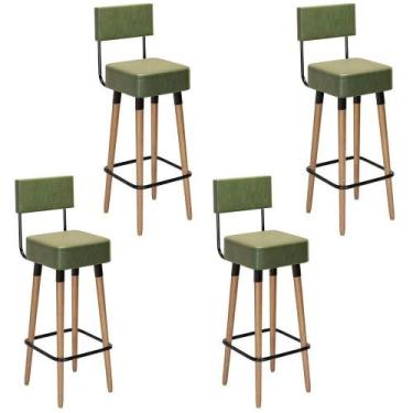 Imagem de Kit 4 Banquetas Para Bancada Estofada Bariloche Verde - SALAONE
