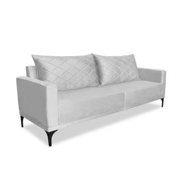 Imagem de Sofá 3 Lugares Eros Veludo Prata 180 cm - Modern