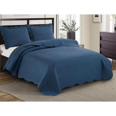 Imagem de KIT COLCHA ILUSION FAVO CASAL 220x240 - Camesa, Marinho