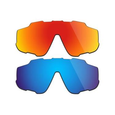 Imagem de Fiskr Lentes polarizadas de substituição para óculos de sol Oakley Jawbreaker(OO9290) com revestimento antiarranhões, água salgada e antipoeira (azul gelo e vermelho fogo)