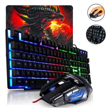 Imagem de Kit Gamer Teclado Led RGB Mouse Led e Pad Speed Plug and Play, Rgb