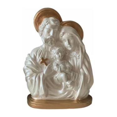 Imagem de Estátua Sagrada Família em Gesso Dourado e Pérola, 15 cm Altura para Decoração Religiosa Escultura Decorativo Presente Católico Imagens Lembrança Filho Mães
