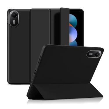 Imagem de Capa de silicone para Redmi Pad 2 2025 de 28 cm, capa protetora leve com função de suporte e função hibernar/despertar automática, proteção abrangente, preta