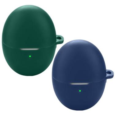 Imagem de Acddeny Capa de fone de ouvido compatível com Huawei freebuds 6, [suporta carregamento sem fio] [capa protetora à prova de choque] capa de silicone para fone de ouvido (azul-verde)