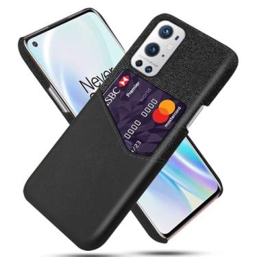 Imagem de Capa para Oneplus 9 PRO,Tela e tampa de couro PU,Antideslizante,360°cobertura completa à prova de choque com 1 slot de cartão atrás,Prevenção de queda-Black