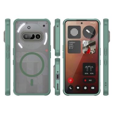 Imagem de Elubugod Capa compatível com Nothing Phone (3A), compatível com MagSafe, anti-queda, compatível com Nothing Phone 3a A509 capa protetora de absorção de choque verde