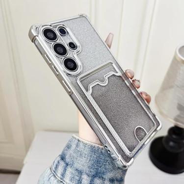 Imagem de Capa tipo carteira para cartão, grossa e à prova de choque, com cantos degradê (para Galaxy A55/prata)