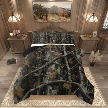 Imagem de Erosebridal Jogo de cama camuflado para meninos e adolescentes, cabana do oeste, rústica, campo e floresta, conjunto de edredom para crianças e adultos, com 2 fronhas