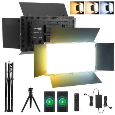 Imagem de Iluminador LED Profissional 50W, Bicolor 2800K-6500K, 960 LEDs, 2 Baterias 4000mAh, Suporte Mesa 15cm e Tripé 2m