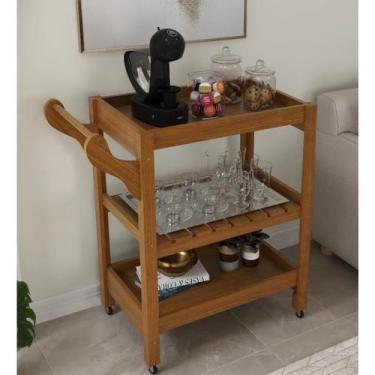 Imagem de Carrinho Server Madeira com Rodízios e 3 Prateleiras - Ofertamo, Old