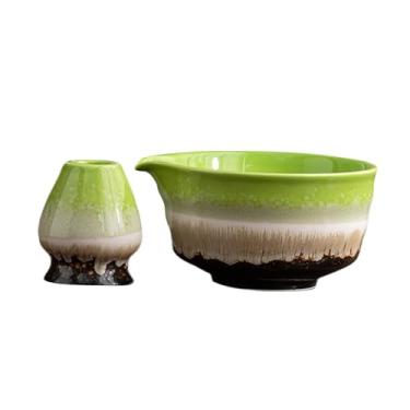 Imagem de Fenteer Tigela Matcha com Bico Suporte para Batedor Utensílios para Chá Suprimentos Tradicionais Tigela de Mistura Matcha Chawan para Amantes Escritório Sala