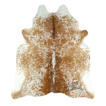 Imagem de HIDES BAZAAR Tapetes de vaca para sala de estar e escritório tapete premium de sal e pimenta - Tapetes de pele de vaca marrom e branco feitos de couro de vaca genuíno - couro de vaca 6 x 6 a 2 m