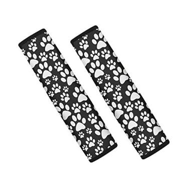 Imagem de FUSURIRE Lindas capas de cinto de segurança, estampa de patas de cachorro, 2 unidades, universal, macia, confortável