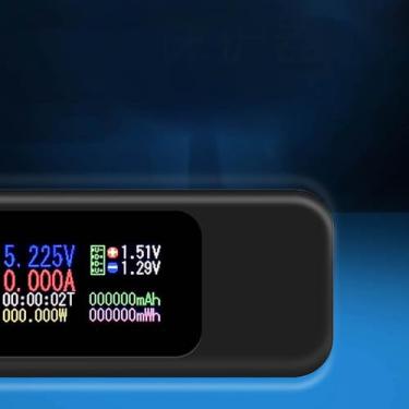 Imagem de Fafeicy Testador USB de Tela Colorida Testador Multifuncional de Tensão de Atribuição de LCD para Medir a Capacidade Bateria, Testadores de Capacidade USB de Conexão Simples para Uso Inicial (Preto)