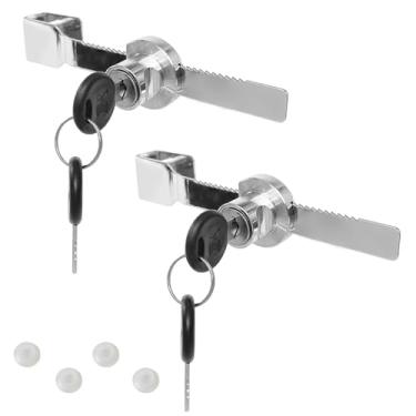 Imagem de Fechadura de catraca de porta de vidro deslizante liga de zinco sem broca fechadura de vidro com chave semelhante para exibição de vidro de 0,4 a 1 cm - pacote com 2 (prata, 2 peças, A318)