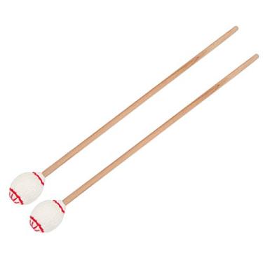 Imagem de Grcfumo 1 par marimba marlets, mallets médios azuis e duras marimba maretas, bordo portátil bola de lã bola de bola de percussão acessórios de reprodução (Brown wood pole) (White-headed wooden pole)